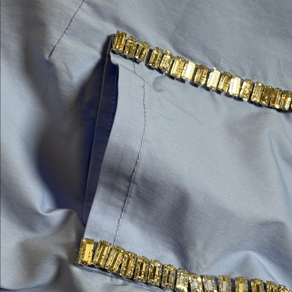 OVI Light Blue Cropped Shirt with Silver Accent pocket - Picture 14 of 14